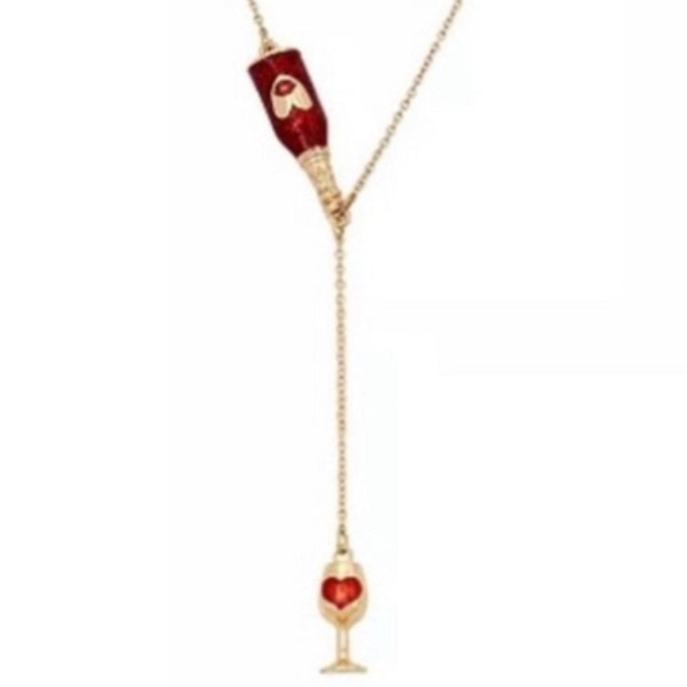 NWT Betsey Johnson Red Wine Y-Necklace - Picture 2 of 11